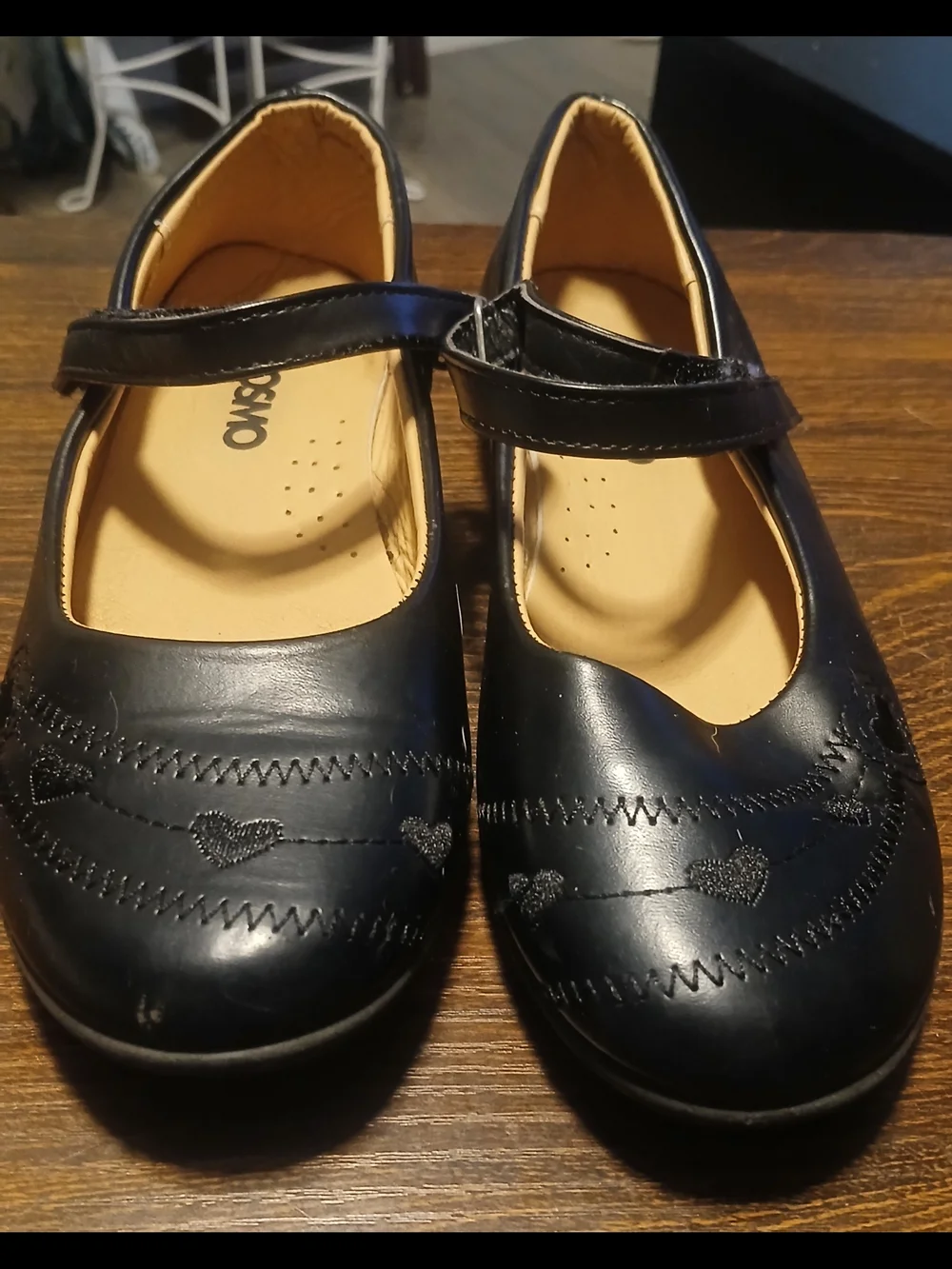 Black Girls Mary Jane Dress Shoes with Heart Stitching